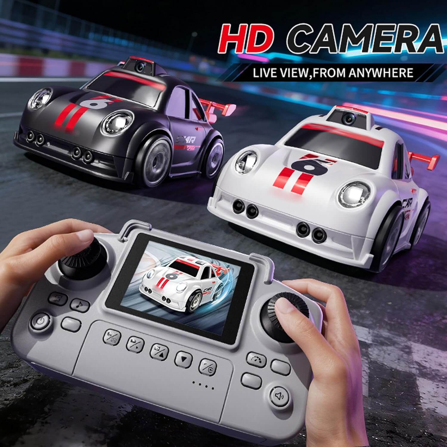 Mini RC Racing Cars with HD Camera Remote Drift Car Multi-Mode Induction Toy for Kids 3+