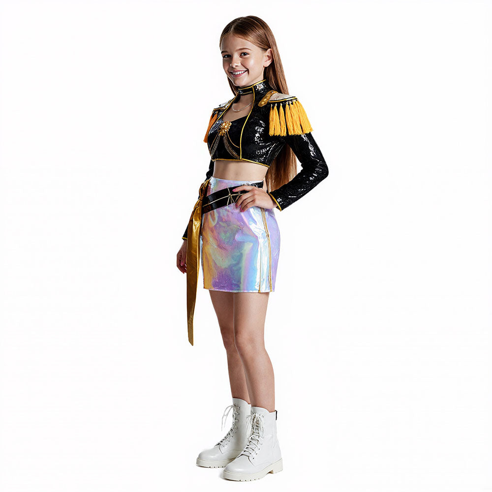 Golden Stage Performance Outfit Iconic Pop Idol Dance Dress Halloween Cosplay Costume
