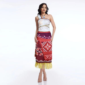 Adult Moana Outfit One Shoulder Tops Skirt and Necklace Full Set for Cosplay