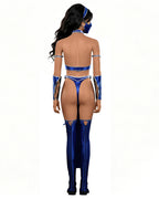 Ladies Princess Kitana Costume Classic Blue Retro Game Fighter Set for Cosplay Party