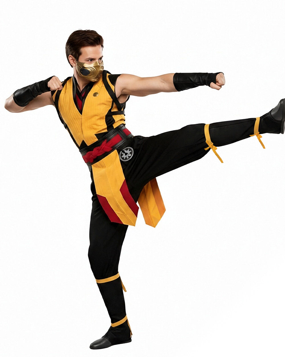 Men's Ninja Costume Yellow and Black Warrior Suit for Professional Cosplay Events and Halloween Parties