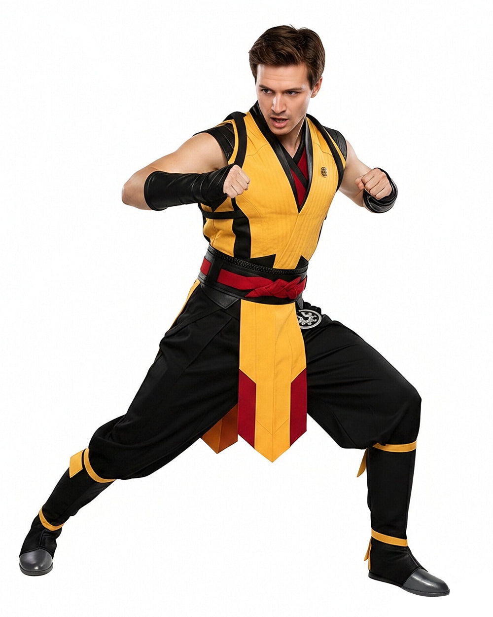 Men's Ninja Costume Yellow and Black Warrior Suit for Professional Cosplay Events and Halloween Parties