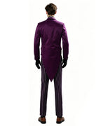 Men's Joker Costume Purple Clown Tuxedo with Shirt and Pants for Cosplay Carnival Events