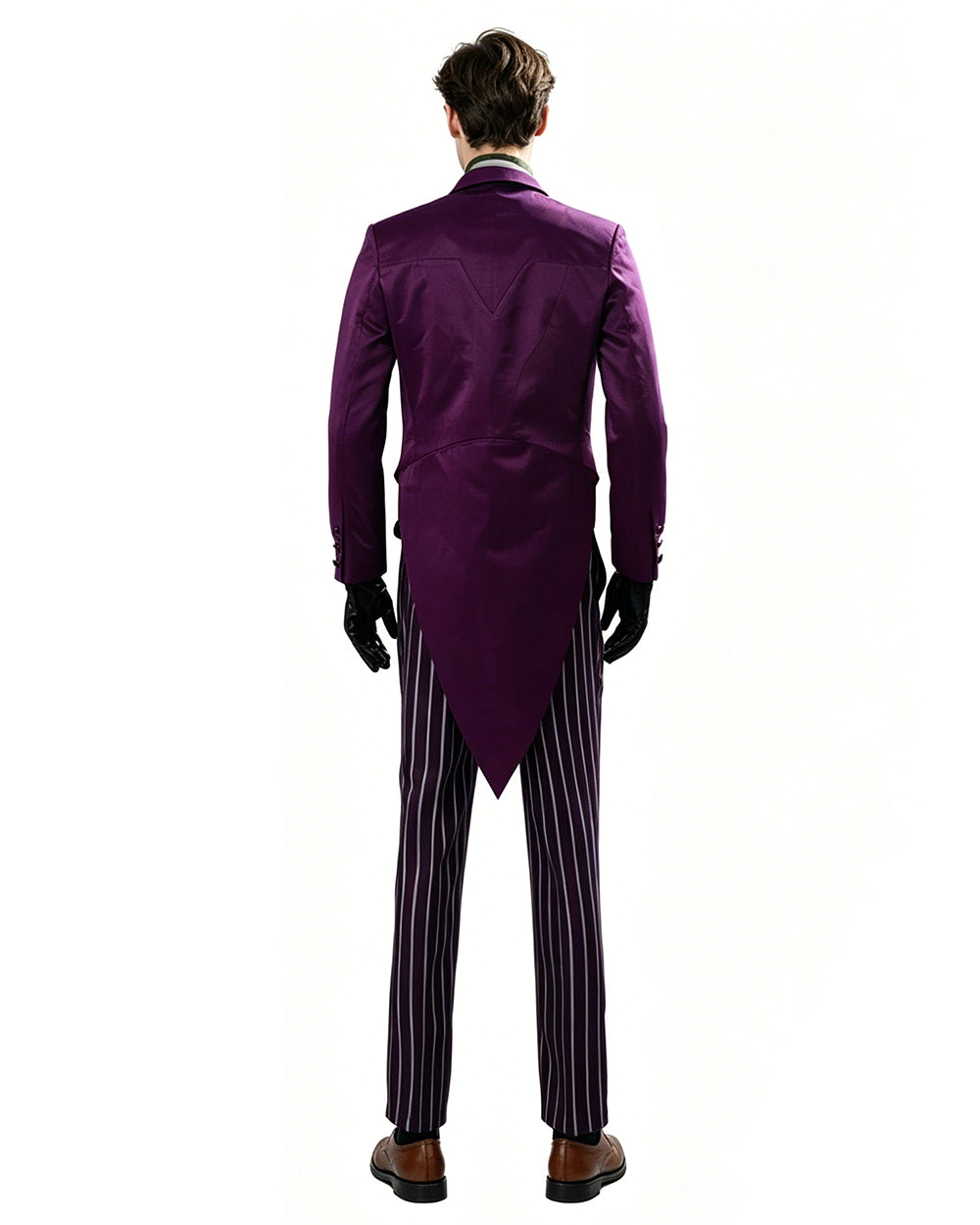 Men's Joker Costume Purple Clown Tuxedo with Shirt and Pants for Cosplay Carnival Events
