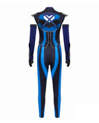 Women Kitana Costume Blue Princess Fighter Uniform with Shoulder Armors Sleeves for Comic Con Exhibition