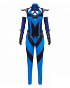 Women Kitana Costume Blue Princess Fighter Uniform with Shoulder Armors Sleeves for Comic Con Exhibition