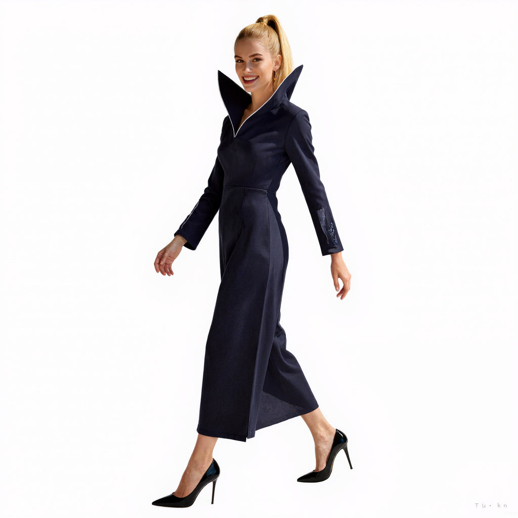 Adult Wednesday Dress Black Long Sleeve Evening Gown for Halloween Party