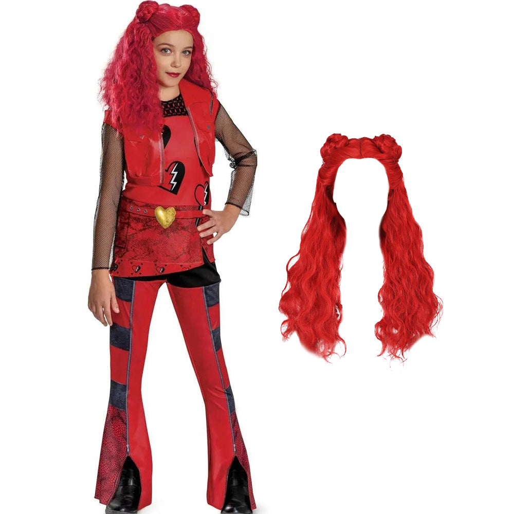 Kids Rise of Red Princess Red Costume Jacket Shirt and Pants Suit Halloween Cosplay Outfit
