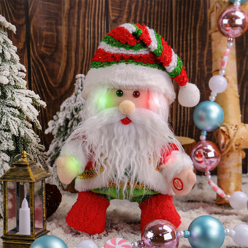 11.2inch Musical Santa Plush Toy Electric Moving Doll with LED Light Christmas Gift