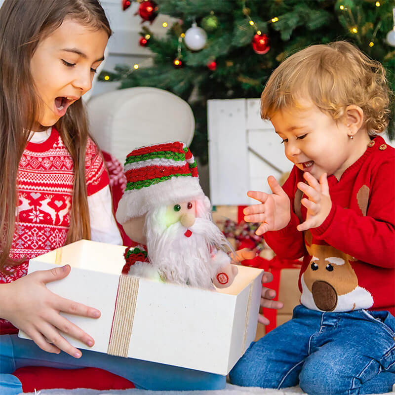 11.2inch Musical Santa Plush Toy Electric Moving Doll with LED Light Christmas Gift