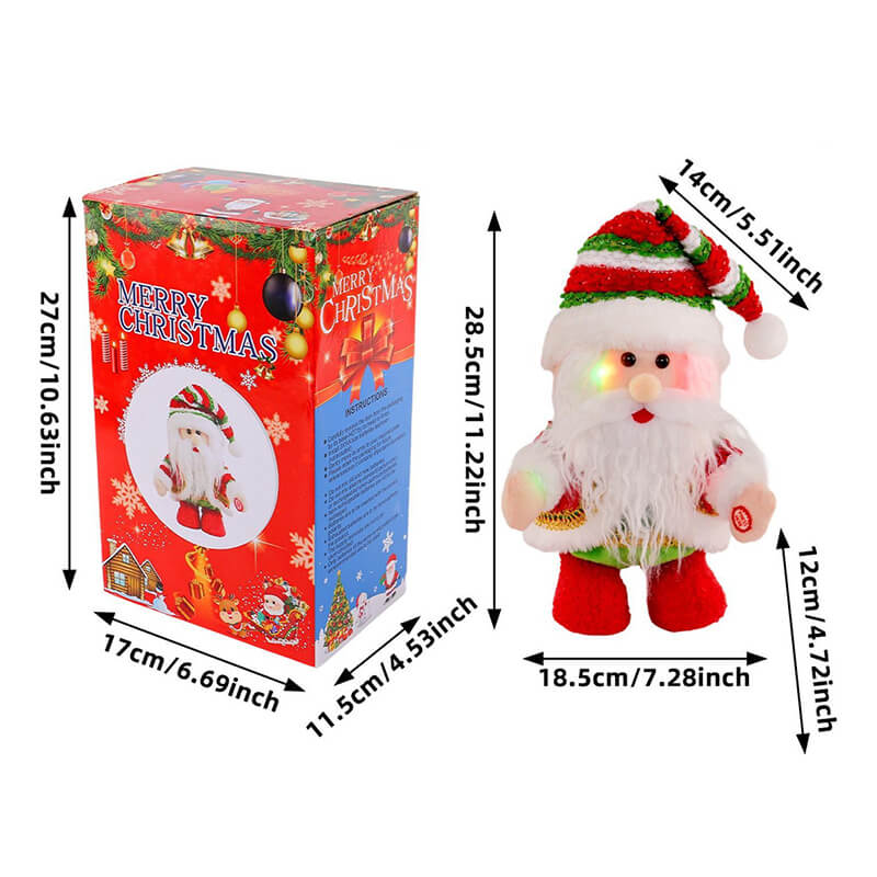 11.2inch Musical Santa Plush Toy Electric Moving Doll with LED Light Christmas Gift