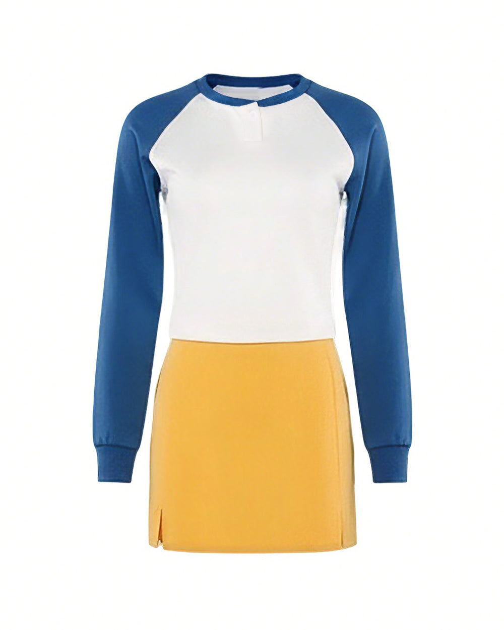 Grand Line Navigator Costume Blue White Top with Yellow Mini Skirt 2pcs Adventure Outfit