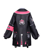 Women Nanally Costume Game Inspired Pink and Black Girls Uniform Set with Chest Cat Plush Toy for Fans Cosplay
