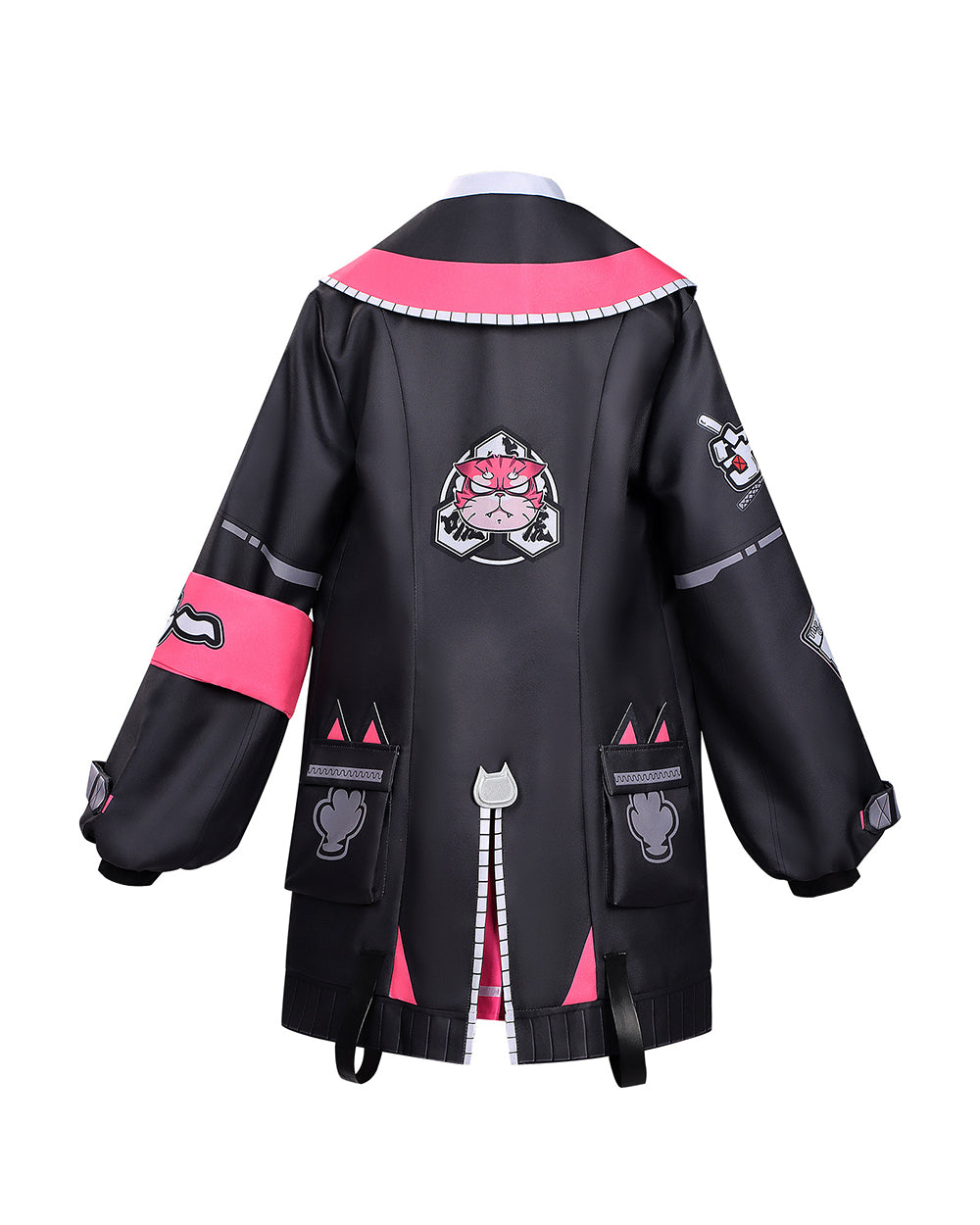 Women Nanally Costume Game Inspired Pink and Black Girls Uniform Set with Chest Cat Plush Toy for Fans Cosplay