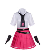 Women Nanally Costume Game Inspired Pink and Black Girls Uniform Set with Chest Cat Plush Toy for Fans Cosplay