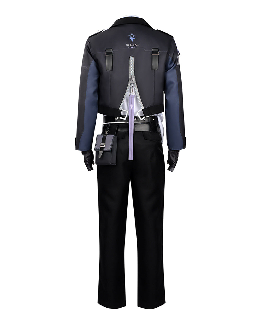 Mens NTE Zero Costume Black Cropped Jacket and Pants Cosplay Set for Dress Up Party