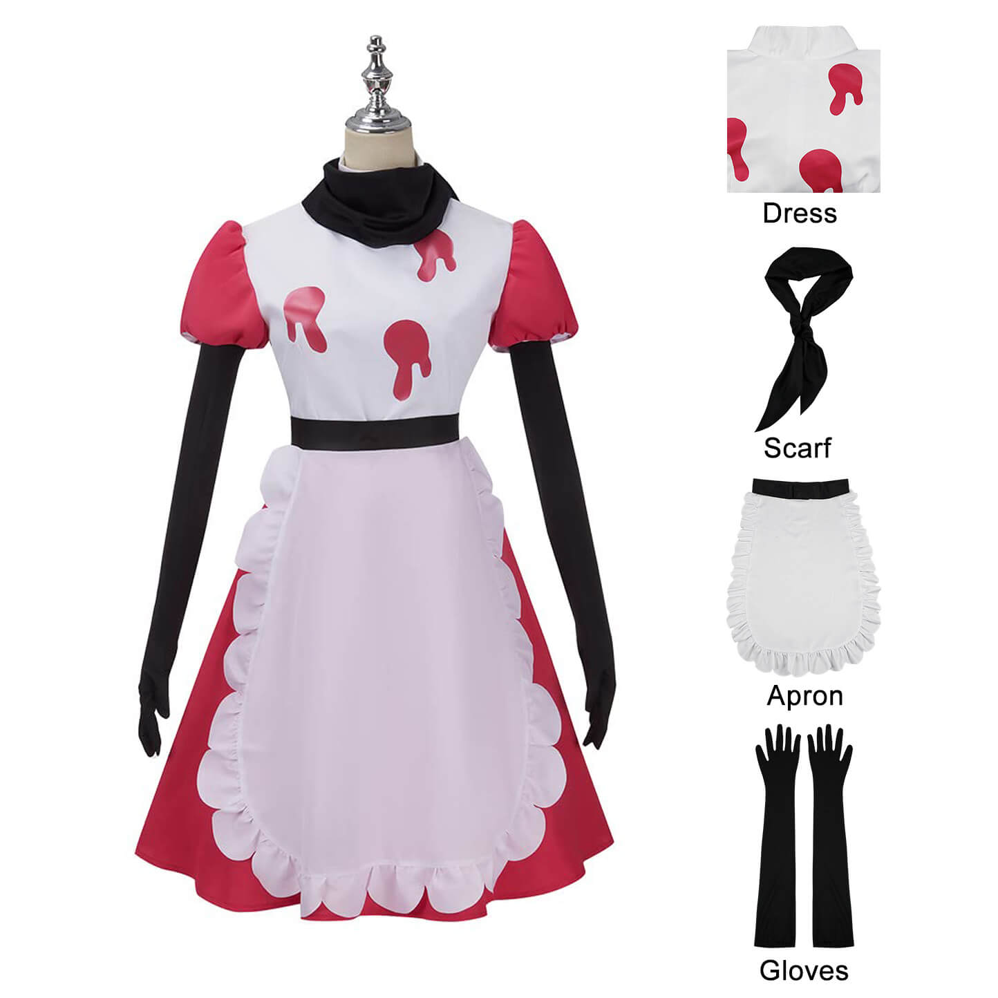 Niffty Costume White And Red Dress with Accessories Cosplay Outfit