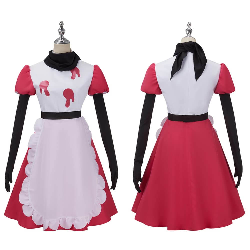 Niffty Costume White And Red Dress with Accessories Hazbin Hotel Cosplay Outfit