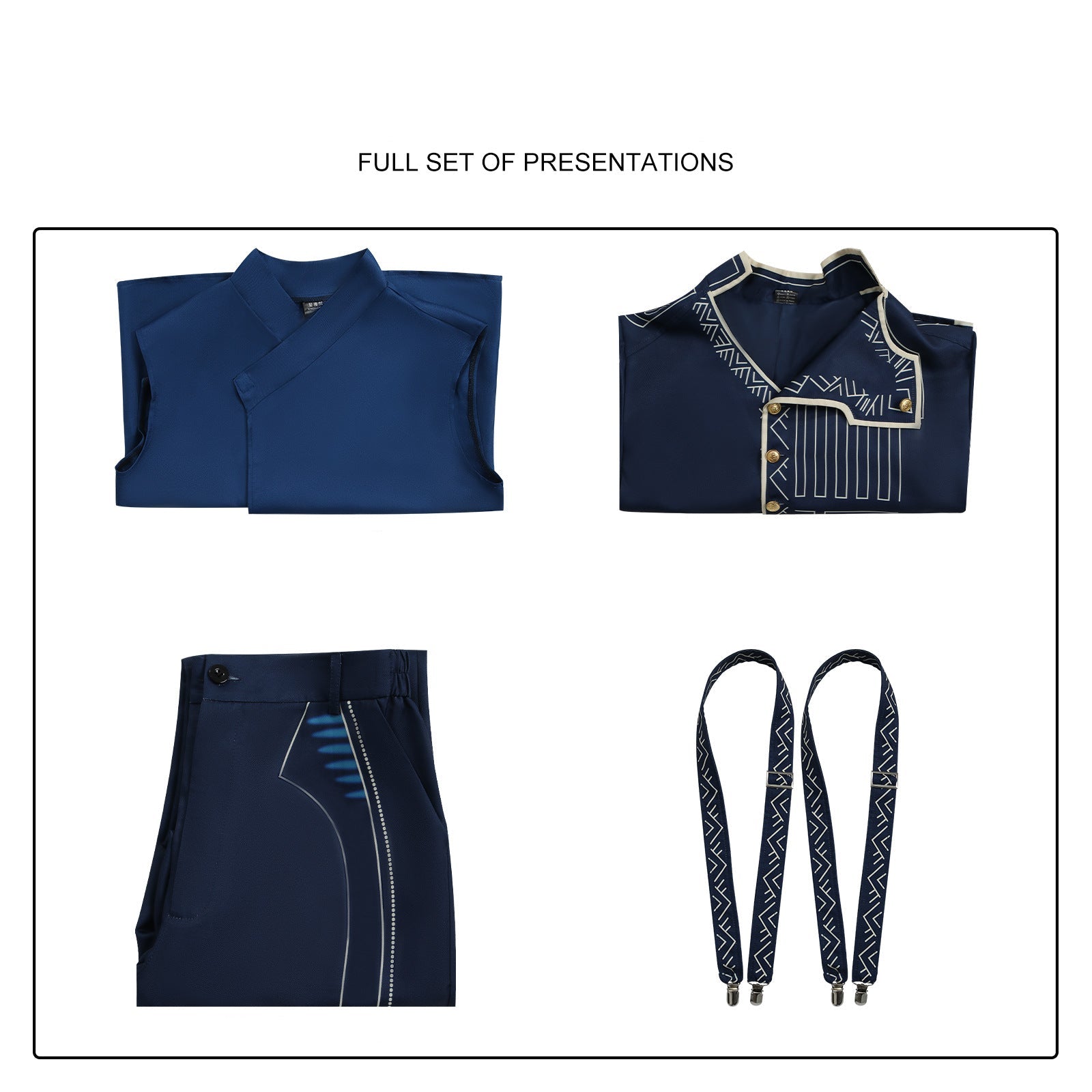 Mens Prince Costume Navy Tops Pants and Shirt Suit Cosplay Outfit