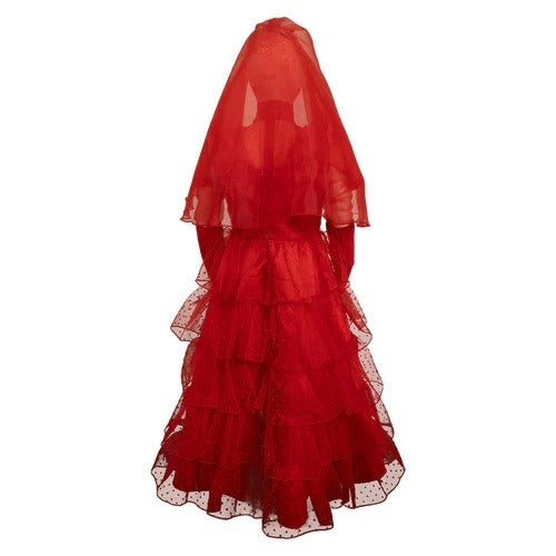 Girls Lydia Deetz Red Dress Beetle Bride Cosplay Costume Gothic Halloween Outfit
