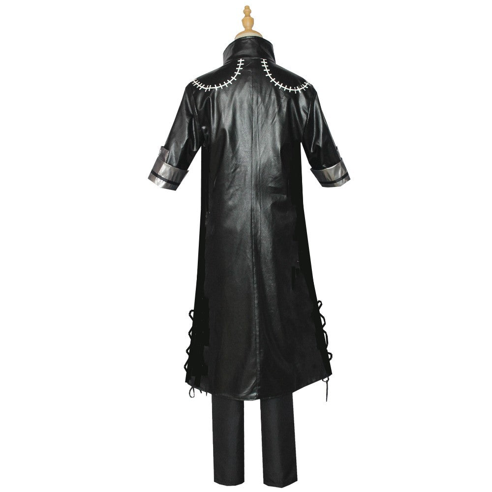 Mens Dabi Costume Villain Blueflame Outfit PU Leather Coat Pants and T-shirt 3pcs Suit