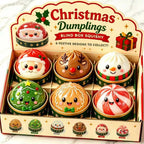 Christmas Dumpling Squishies with Steamer Box 6pcs Squeeze Fidget Toys Blind Box Collectible Gift