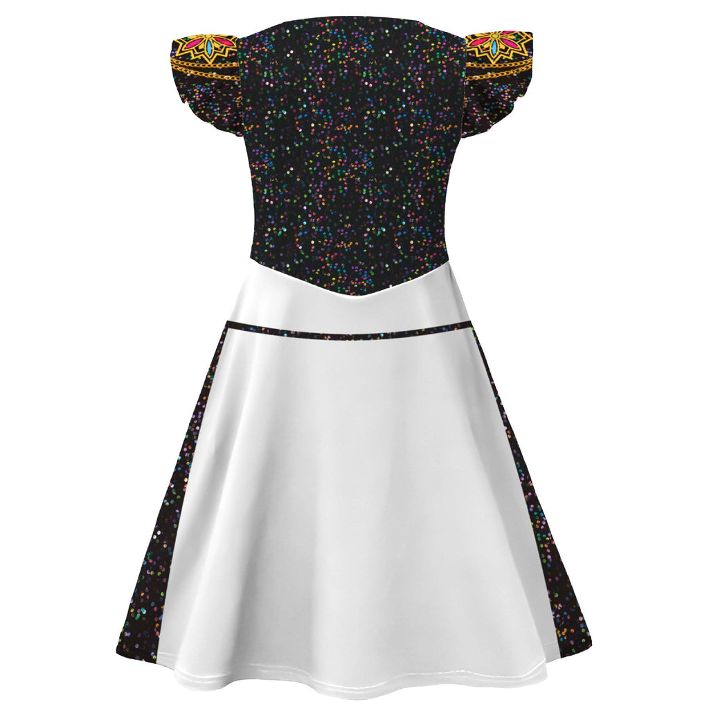 Girls Pop Star Costume Black Fashion Dress and Bag for Dress Up Party Daily Wear
