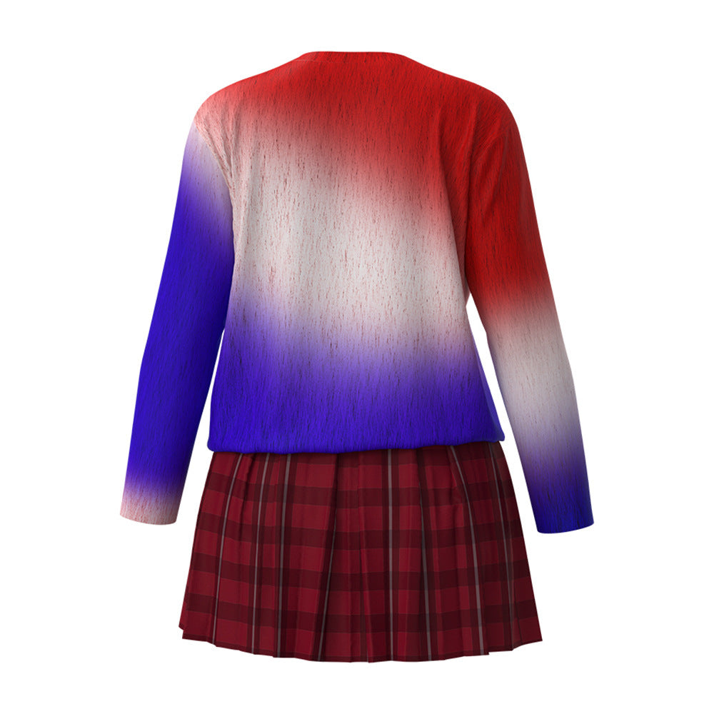 Casual Halloween Costume Sweatshirt and Skirt 2pcs Suit for Cosplay Daily Wear