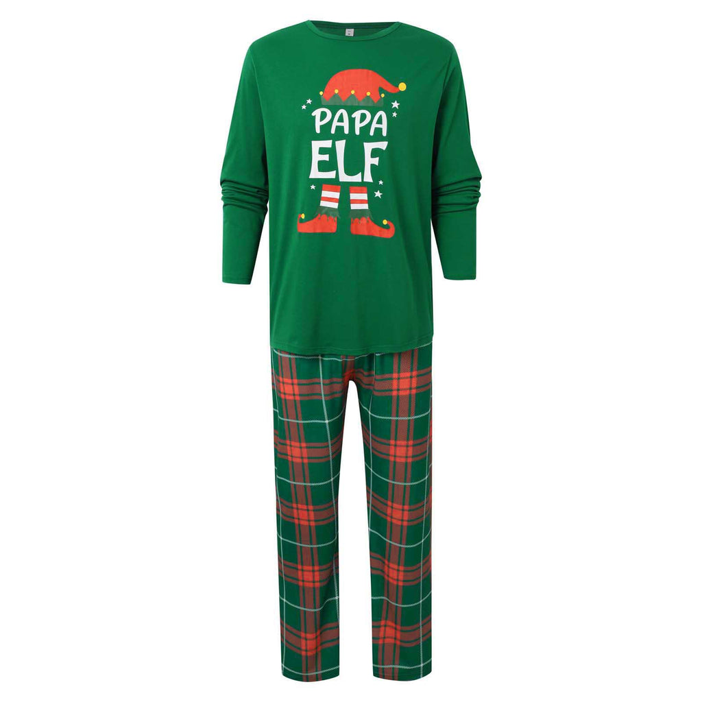Matching Family Christmas Pajamas Unisex Green Elf Pjs Set for Kids and Adults