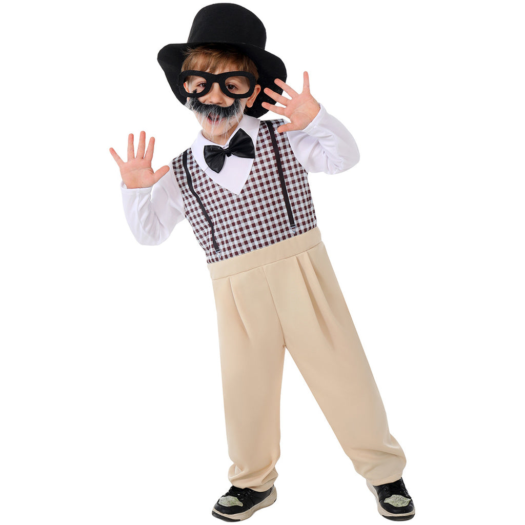 Boys 100th Day of School Outfit Kids Grandpa Costume Old Man Dress Up Suit