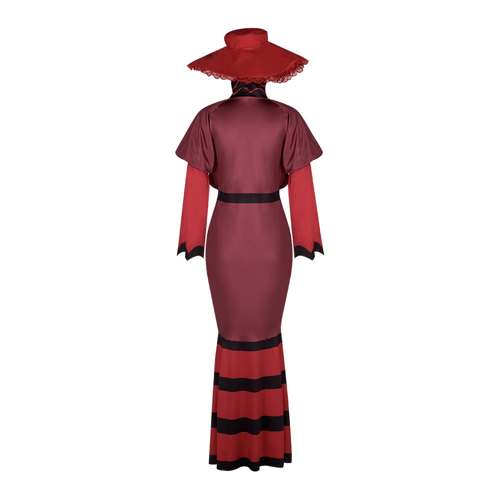 Women Rosie Emalyn Costume Demon Red Dress Hat Suit for Cosplay Party
