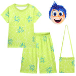 Kids Joy Shirt and Shorts 2pcs Suit Inside 2 Movie Joy Cosplay Costume for Summer