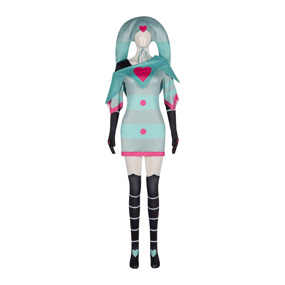 Fizzarolli Costume Women Fizzarolli Clown Cosplay Dress With Hat And Stockings Halloween Costume