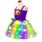 Girls Mardi Gras Light Up Costume LED Dress and Headband for Parade