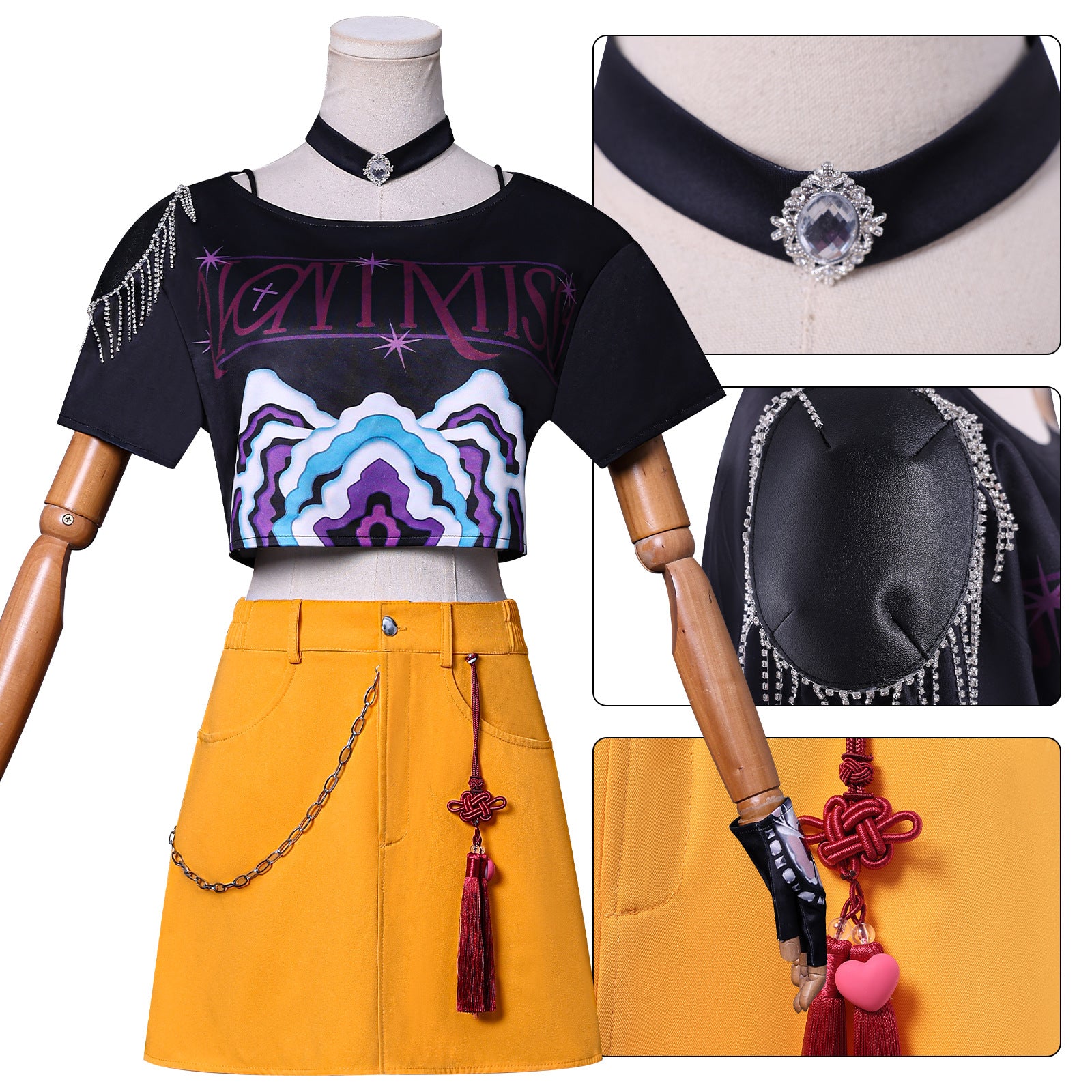 Kids Adults Pop Idol Costume Pop Star Cosplay Outfit Shirt Skirt and Accessories for Halloween Carnival