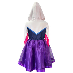 Girls Spider Costume Ghost Gwen Long Sleeve Spider Dress for Cosplay