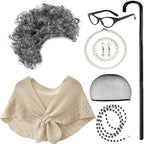 Kids Old Lady Costume 100 Days of School Grandma Outfit Girls Old Lady Cosplay Suit