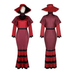 Women Rosie Emalyn Costume Demon Red Dress Hat Suit for Cosplay Party