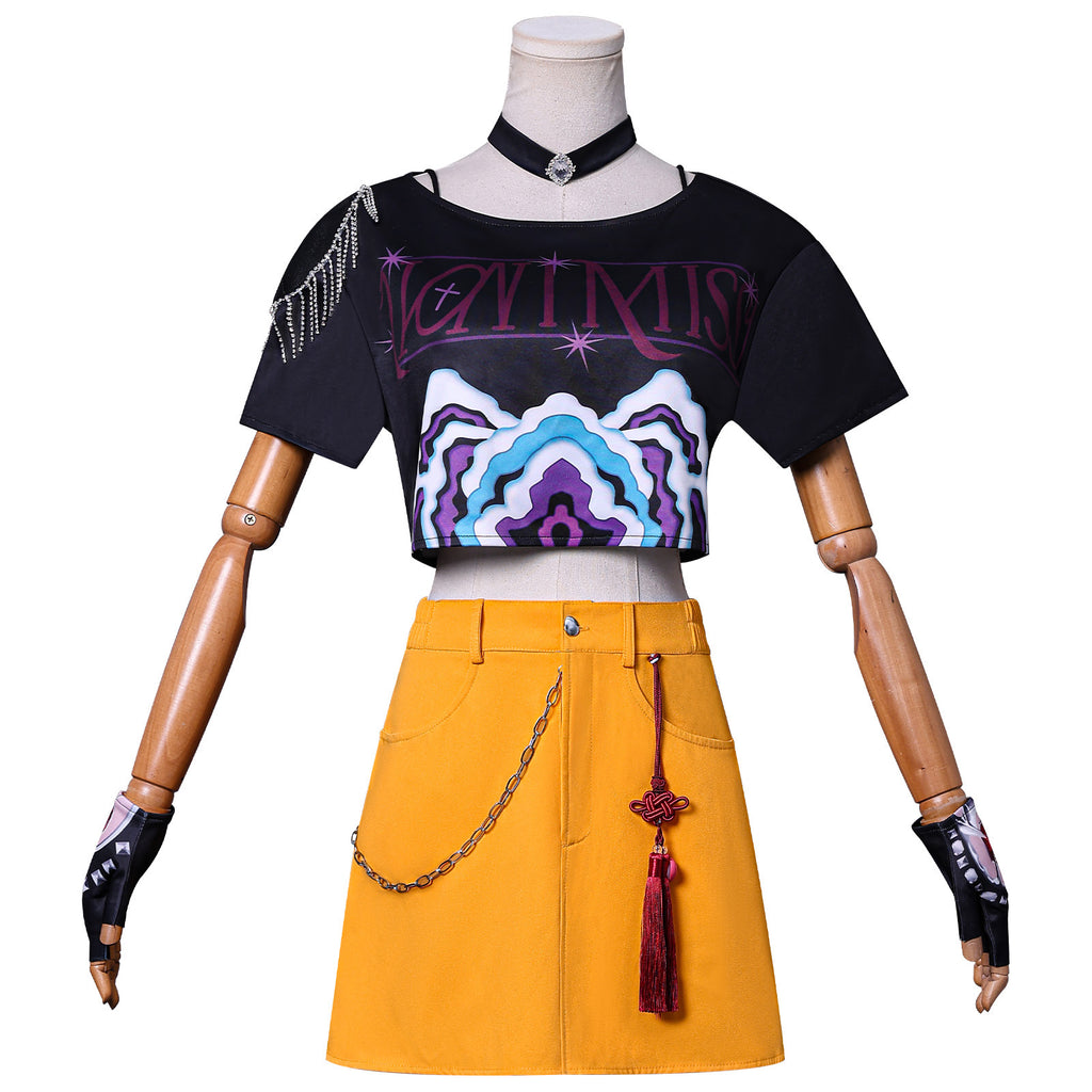 Kids Adults Pop Idol Costume Pop Star Cosplay Outfit Shirt Skirt and Accessories for Halloween Carnival