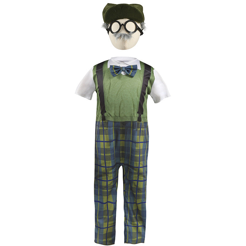 Boys 100 Days of School Outfit Kids Jumpsuit Hat Glasses Beard and Walking Stick Full Set