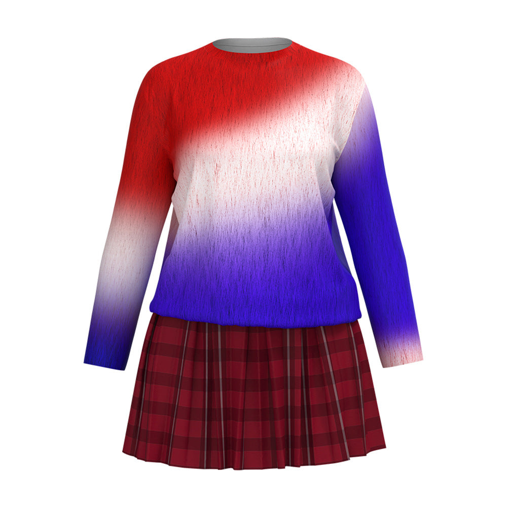 Casual Halloween Costume Sweatshirt and Skirt 2pcs Suit for Cosplay Daily Wear
