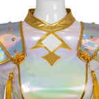 Pop Idol Costume White PU Leather Outfit Stage Performance Dress for Halloween Cosplay