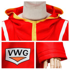 King of Pirate Costume Kids Adults Red Coat with Straw Hat and Gloves for Cosplay