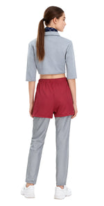 Adult El Outfit 11 Gray Crop Top Pants Shorts and Scarf Full Set for Dress-up Party
