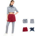 Adult El Outfit 11 Gray Crop Top Pants Shorts and Scarf Full Set for Dress-up Party