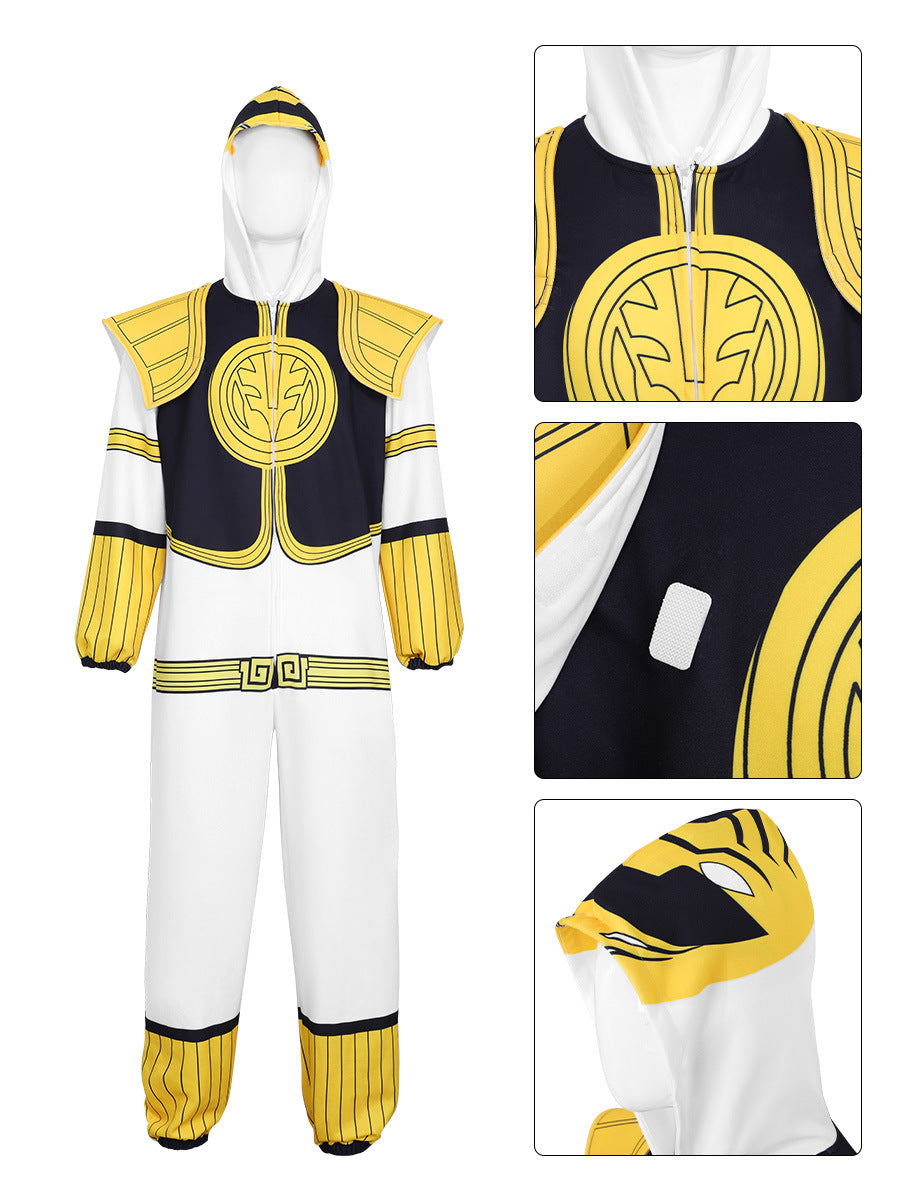Adult Dragon Ranger Costume Hooded Jumpsuit with Retro Armor Cosplay Outfit for Themed Events