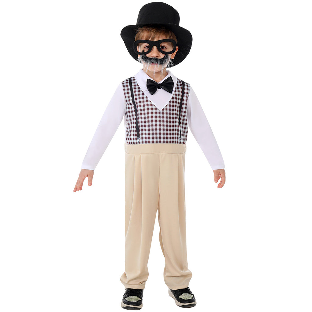 Boys 100th Day of School Outfit Kids Grandpa Costume Old Man Dress Up Suit