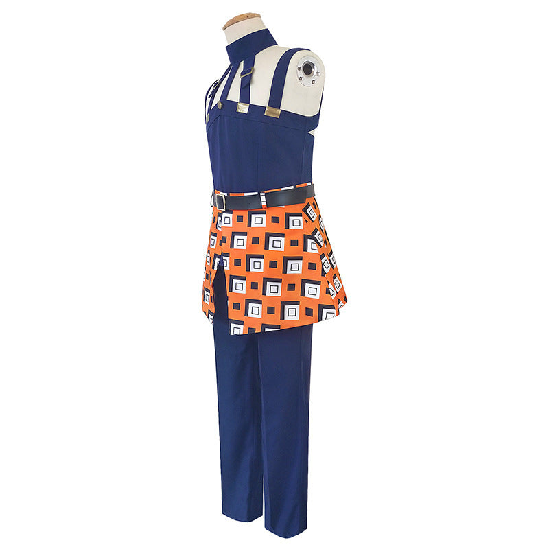 Unisex Narancia Ghirga Cosplay Costume Blue JJBA Part 5 Golden Wind Dress Up Full Set