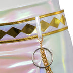 Pop Idol Costume White PU Leather Outfit Stage Performance Dress for Halloween Cosplay