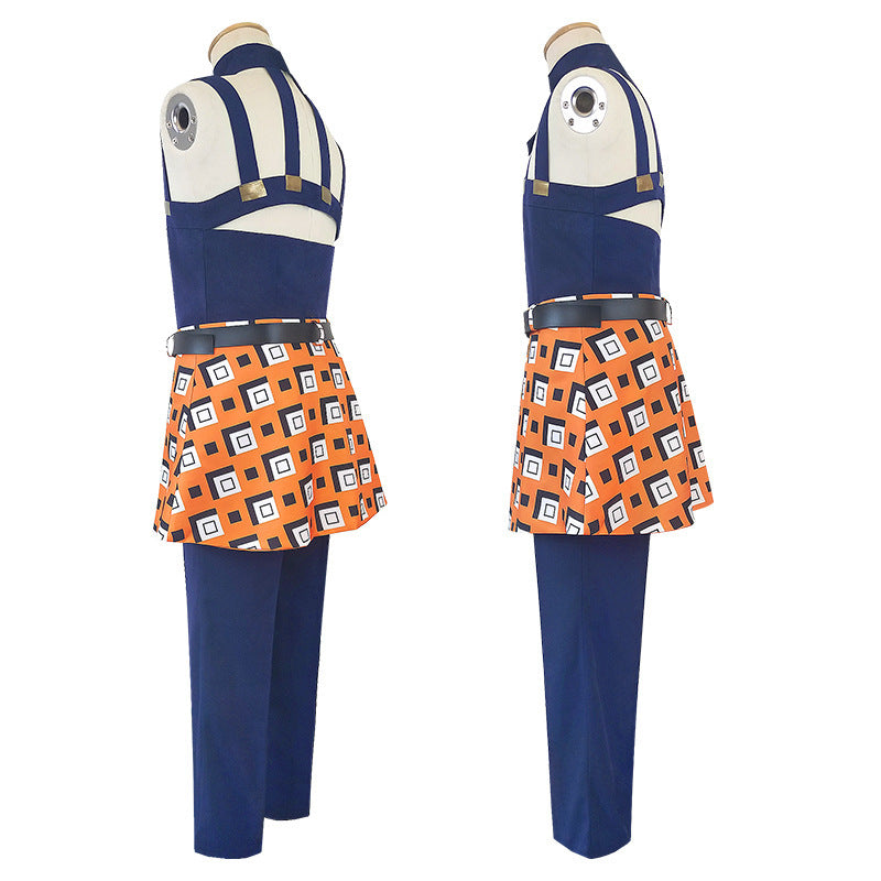 Unisex Narancia Ghirga Cosplay Costume Blue JJBA Part 5 Golden Wind Dress Up Full Set